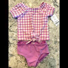 Carters Two Piece Swim Suit Purple Plaid 9m. New With Tags. Never Worn. Comes From A Smoke Free Pet Free Home. Summer Swimming Sets With Short Sleeves, Playful White Short Sleeve Swimwear, Short Sleeve Cotton Swimwear For Play, White Stretch Swim Sets, White Fitted Swimwear Set, Unicorn Swimsuit, Long Sleeve Swim Top, Toddler Bathing Suits, Suit Purple