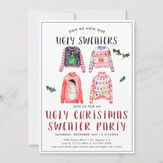 ugly sweaters ugly christmas sweater party card