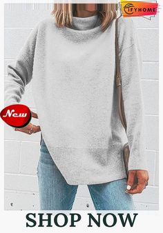 Turtleneck Long Sleeve Knitted Sweaters Casual Stretch Acrylic Sweater, Stretch Acrylic Casual Sweater, Cozy Acrylic Top, Stretch Acrylic Tops For Fall, Gray Knitted Acrylic Tops, Oversized Gray Acrylic Top, Winter Knit Stretch Sweatshirt, Casual Knitted Top For Winter, Winter Soft Knit Acrylic Tops