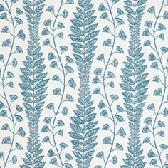 a blue and white wallpaper with leaves on it