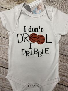 I Don’t Drool I Dribble, Don’t Drool, Baby Gift, Baby Basketball Outfit, Basketball Baby Gift, Basketball Baby Shower, Trendy GiftI do not accept returns on custom or personalized items.  Feel free to message me with any questions and your custom order request.  I will be more than happy to work with you to get item you like.  There may at times be a slight difference between real and perceived colors of an item due to the nature of an item or resolution of a monitor.  Machine wash in cold water Sports Baby Nursery, Basketball Nursery Baby Boy, Basketball Baby Announcement, Basketball Theme Baby Shower Ideas, Basketball Baby Shower Ideas, Basketball Theme Baby Shower, Basketball Nursery, Basketball Wedding, Outfit Basketball