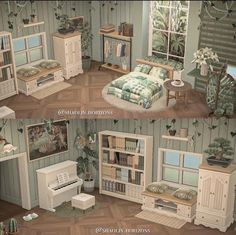 the interior of a doll house with furniture and decor