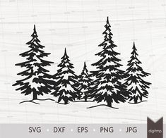 pine trees in the snow svg dxf eps png