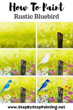 how to paint realistic bluebirds with step by step painting instructions