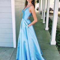 Wonder Girl on Storenvy Blue Prom Dress Satin, Light Blue Dress Formal, Blue Prom Dress Long, Girl Prom Dress, Cut Out Prom Dresses, Prom Dress Satin, Light Blue Prom, Prom Dresses Long Blue, Light Blue Prom Dress