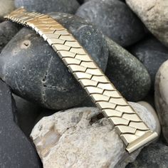 "NOS unused 1940s-1950s old-stock Jaekel His Majesty 1/20 10k yellow gold-filled scissor-expansion watch bracelet. This is a high-quality out of production USA made vintage watchband. The ends are straight and measure 5/8\" (just under 16mm). Spring bars are included. The length measured at the spring bars is 5 3/8\" (137mm), no removable links.  38B.15305.  Visit our store for more unused vintage watch bands, bracelets, straps, buckles, and links." Bands Bracelets, Watch Bracelet, Bracelet For Men, Mens Gold, Gold Collection, Vintage Jewellery, Modern Jewelry, Watch Strap, Vintage Watches