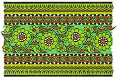 a green and brown design with flowers on it's side, in the middle of a