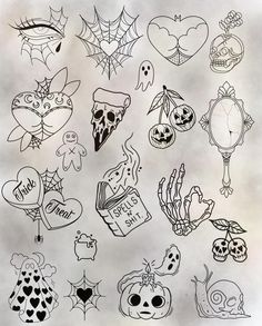 a bunch of halloween stickers that are on a sheet of paper with some writing