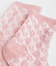 BKE Floral Embroidered Socks - Pink , Women's Pink Shop more: So Soft Textured crew socks One size fits most. 85% Polyamide 15% Spandex. Hand wash cold. Do not bleach. Line dry. Do not iron. Do not dry clean. Apparel & Accessories Texture Socks, Embroidered Socks, Flower Socks, Vintage Socks, Pink Shop, Floral Texture, Pink Socks, Women's Socks, Socks For Women