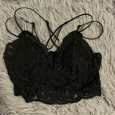 Brand: Pink By Victoria Secret New Without Tag (Nwot) Never Worn Before No Flaws Black Cami Bra For Night Out, Strapless Bralette, Adjustable Bra, Black Lace Bra, Victoria Secret Bras, Crochet Halter Tops, Bra Straps, Lace Bra, Lace Bralette