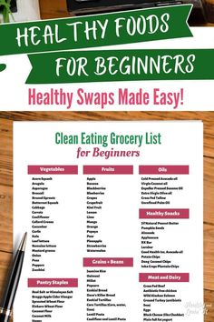 This healthy food list is full of clean eating swaps! This grocery list is for healthy eating beginners. Make your shopping easy with this free printable list. The free pdf is an instant download. These are some of the healthiest foods to eat daily. This list has all the clean eating essentials and must have foods. It even covers alternatives for unhealthy foods (it even has simple prepackaged snack ideas!) Healthiest Foods To Eat, Clean Eating Food List, Sprouted Bread, Clean Eating Grocery List, Healthy Milk, Healthiest Foods, Healthy Swaps, Healthy Grains