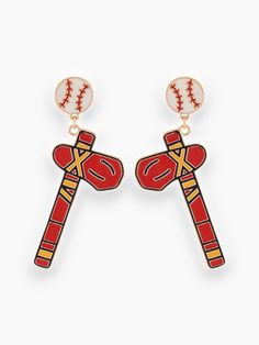 Tomahawk Atlanta Baseball Earrings-Golden Stella-L. Mae Boutique Tomahawk Design, Baseball Accessories, Baseball Earrings, Home Run, Baseball Team, Gaming Clothes, Spring Trends, Trendy Accessories, Fashion Stylist