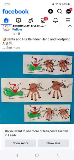 the facebook page has two pictures of reindeers on it and one is being pulled by a