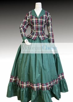 Victorian Christmas Dress, Faire Dress, Beetlejuice Dress, Victorian Jacket, Hoop Skirt, Tartan Dress, Victorian Christmas, Gorgeous Gowns, Cotton Skirt