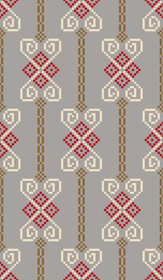 a gray background with red and white designs on the bottom half of it, which is very similar to what i have seen in other patterns