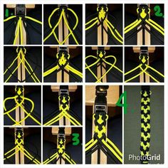 how to make a braided bracelet with neon yellow and black ribbon, step by step