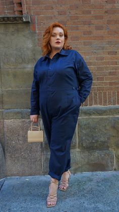 Plus Size Jumpsuit and Boiler Suit in Navy, Cool Plus Size Clothing - See Rose Go – See ROSE Go Fitted Utility Overalls With Pockets, Fitted Utility Jumpsuit With Pockets, Fitted Utility Button-up Jumpsuits And Rompers, Fitted Utility Jumpsuit With Button-up Design, Fitted Button-up Utility Jumpsuit/romper, Fitted Button-up Overalls With Pockets, Fitted Utility Overalls For Workwear, Fitted Solid Overalls With Pockets, Fitted Overalls With Pockets