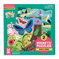 the magnetic puzzles are designed to look like butterflies