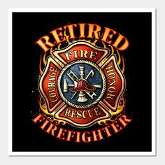 a firefighter sticker on a black background