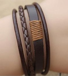 Multilayered braided faux leather adjustable unisex bracelet Silver Bracelets For Women, Brown Bracelet, Trendy Bracelets, Black Leather Bracelet, Leather Wristbands, Mens Gold Bracelets, Wristband Bracelet, Bracelet Online, Unisex Bracelets