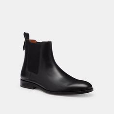 An effortless forever-cool style our Dalton Chelsea Boot is a versatile choice for work days and weekends. Crafted of smooth leather with ribbed ankle gores the streamlined design features a comfortable rubber sole and a pull tab detailed with our polished Signature for on-and-off ease. | Coach Dalton Chelsea Boot Size 9.5 - Black Classic Ankle-high Chelsea Boots For Formal Occasions, Classic Leather Chelsea Boots For Office, Ankle-high Chelsea Boots With Rubber Sole For Formal Occasions, Formal Ankle-high Chelsea Boots With Rubber Sole, Leather Chelsea Boots With Plain Toe For Business Casual, Casual Chelsea Boots In Calf Leather With Plain Toe, Chelsea Boots With Rubber Heel Cap For Workwear, Classic Chelsea Boots With Round Toe For Office, Classic Chelsea Boots With Round Toe