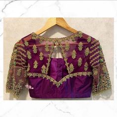 Heavy Work Net Blouse Designs, Neted Blouse Designs Latest Back, Blauj Design, Simple Wedding Blouse Designs, Blouse Designs Aari Work, Blouse Maggam Work, Netted Blouse Designs, Embroidery Blouses, Net Blouse