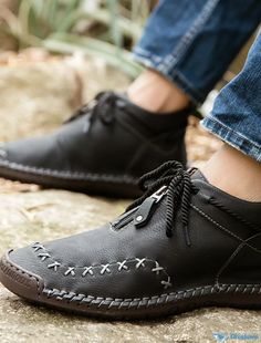 OrcaJump - Mens Lace-up Sandal Booties / Ankle Boots - Comfort Vintage Classic, Handmade, Microfiber, Wear- Casual Closed Toe Walking Boots, Casual Fall Ankle Boot Lace-up Shoes, Casual Lace-up Boots With Rubber Sole, Casual Leather Ankle Boots For Winter, Casual Ankle Boot Lace-up Shoes With Rubber Sole, Casual Ankle-high Lace-up Boots With Stitched Sole, Casual Lace-up Ankle Boots With Rubber Sole, Casual Ankle Boot Leather Shoes With Rubber Sole, Ankle-high Walking Shoes With Rubber Sole