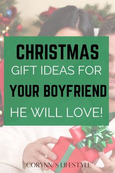 Photo of a man opening a Christmas gift with his partner. Christmas gift ideas for boyfriend Christmas Gift For Your Boyfriend