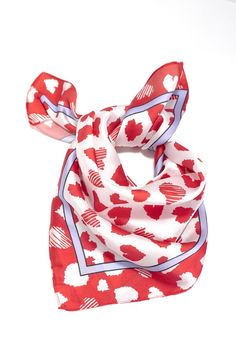 Valentine's Day Red Heart Silky Feel Bandana Scarf, a romantic accessory perfect for adding a touch of love to your ensemble. This scarf features a striking red heart design on a silky-soft fabric, providing a luxurious feel and a stylish look. This bandana scarf can be worn around your neck, as a headband, or even tied to your handbag for an elegant accent.  DIMENSION Long 21.7" Width 21.7" Material: Polyester Heart Pattern Scarf | Fashion Bandana | Women's Scarf | Headband |Bag Accessory | Gift for her | Valentine's day | Red Satin Scarves As Gifts, Trendy Red Scarves For Gift, Trendy Red Scarves For Gifts, Trendy Red Scarves As A Gift, Red Scarves For Spring Gifts, Red Scarves As Spring Gifts, Red Scarf For Spring Gift, Red Scarf As A Spring Gift, Casual Red Scarf As Gift