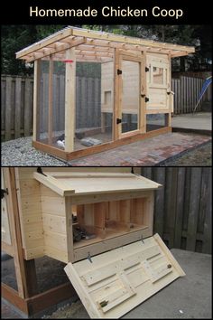 the chicken coop is made out of wood