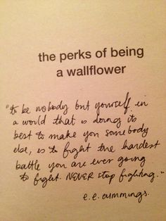 a piece of paper with writing on it that says, the perks of being a wallflower