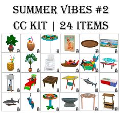 the summer vibes 2 cc kit includes furniture, tables and other items for sale