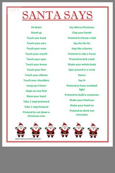 a christmas poem with santa's sayings in red and green on the bottom