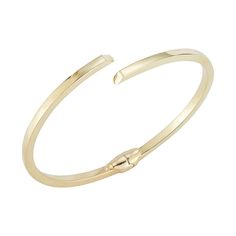 Complement your ensemble with the contemporary styling of this Sunkissed Sterling hinge bypass bracelet. Complement your ensemble with the contemporary styling of this Sunkissed Sterling hinge bypass bracelet. Metal: sterling silver Length: 7 in. Packaging: pouch Plating: rhodium, 14k gold Finish: polished Size: 7". Color: Gold Tone. Gender: female. Age Group: adult. Material: Gold Over Sterling. Modern Stackable Bangle, Modern Gold Bracelet With Polished Finish, Modern Stackable Cuff Bracelet For Formal Occasions, Gold Finish, Hinges, Bangle Bracelets, Gold Bracelet, Gold Tones, Jewelry Bracelets