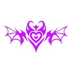 a purple heart with two bats on it