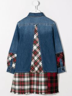 Thrift Store Fashion Diy, Kids Plaid Shirt, Jacket Diy, Reworked Clothes, Kids Plaid, Dolce And Gabbana Blue, Girls Casual Dresses, Dolce And Gabbana Kids, Dolce Gabbana Dress