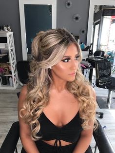 Pageant Hair, Simple Prom Hair, Guest Hair, Ball Hairstyles, Long Hair Wedding Styles, Hairdos For Curly Hair, Wedding Hair Inspiration, Long Blonde