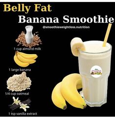 a banana smoothie is shown with ingredients to make it look like an ice creamshake