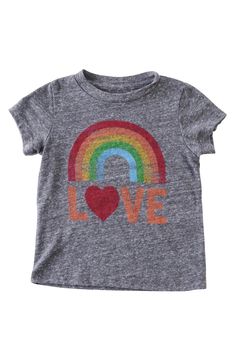 Peek 'Rainbow Love' Graphic Print Tee (Baby Girls) Small Frocks, Big Girl Clothes, Toddler Graphic Tee, Raincoat Kids, Best Valentine's Day Gifts, Rainbow Outfit, Girls Tees, Valentines For Kids