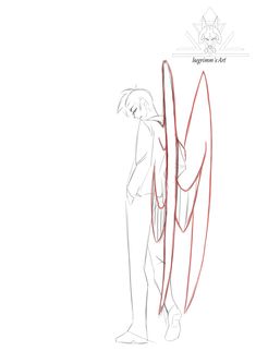 a drawing of two people standing next to each other with surfboards in their hands