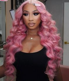 TIME TO COME OUT AND PLAY BARBIE DOLLS! Every women's pink dream....this custom color pink pastel 13x6, 200% density, body wave lace front wig screams Barbie Doll. This wig will turn heads everywhere you go.  Luxuriously thick, very high quality with minimal to no shedding and comes preplucked. Ladies you can look like a celebrity without paying the outrageously high cost. Don't hesitate, it's got your name written all over it!  If you require a specific density, lace size or texture just message me your preferences. I got you girly🥰 Come Out And Play, Hairstyle Tips, Wave Lace Front Wig, Frontal Wig Hairstyles, Stylish Hairstyles, Play Barbie, Hair Color Pastel, Pink Wig, Pretty Hair Color