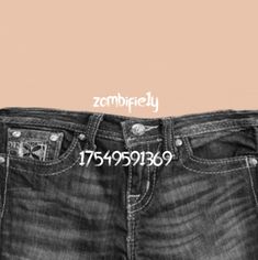 a pair of black jeans with the words zombies on them are shown next to each other