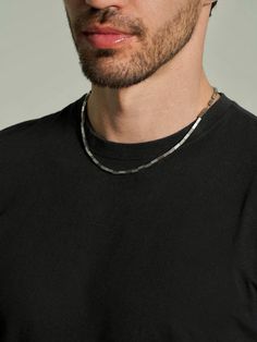 Upgrade his style with our Men's Bar Chain Necklace. This dainty, stainless steel piece is perfect as a choker or for layering. Simple yet elegant, it's an ideal gift for him, adding a touch of sophistication to any look. Man Bars, Stainless Steel Accessories, Men Necklace, Sleek, Chain Necklace, Stainless Steel, Chain