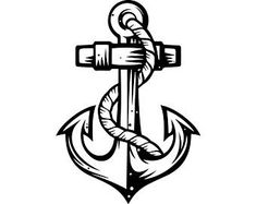 an anchor with a rope in the middle and two other anchors on each one side