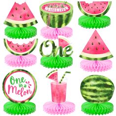 PRICES MAY VARY. PACK OF 9 | ONE IN A MELON PARTY DECORATIONS - Looking for your kid's watermelon 1st birthday decorations? This one in a melon centerpieces for tables comes in pack of 9, with adorable shapes and sizes, a great add-on to your watermelon birthday decorations. This one in a melon decorations will add a perfect vibe to your baby girl's 1st birthday as one in a melon 1st birthday decorations. Good choice watermelon party supplies for watermelon birthday decorations. HIGH QUALITY | D Melon Party Decorations, Watermelon Party Decorations, Watermelon Centerpiece, Summer Birthday Party Decorations, Watermelon 1st Birthday, One In A Melon Party, Kids Party Centerpieces, Melon Birthday, 1st Birthday Decor