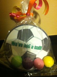 there is a plastic bag with some balls in it and the words we've had a ball on it