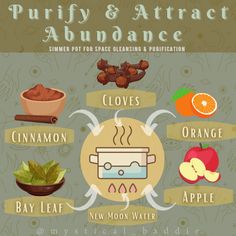 an info sheet with different types of food and drinks on it, including oranges, cinnamon