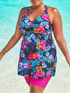 Women S Two Piece Plus Size Hawaii Flower Print Tankini Swimsuit Shipping from the US. Easy 30 day return policy, 100% cotton, Double-needle neck, sleeves and hem; Roomy Unisex Fit. Plus Size Hawaii, High Waisted Swim Skirt, Swim Capris, Sporty Design, Tankini Swimsuit, Printed Tankini, High Waisted Swim, Swim Skirt, Tankini Set