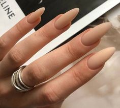 Creme Color Nails, Matte Beige Nails, Matted Nails, Beige Nails, Almond Shape Nails, Elegant Nails, Chic Nails