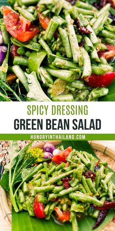 green bean salad with tomatoes, onions and other vegetables